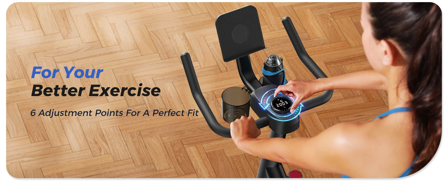MERACH Exercise Bike – Low Noise Stationary Cycling Bike with 270lbs Weight Capacity, Tablet Mount & Fitness Courses for Indoor Workouts