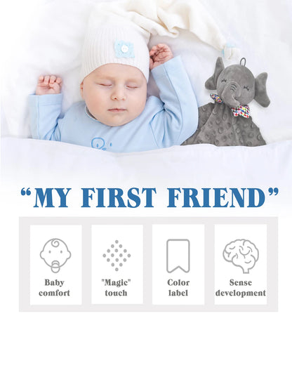 Newborn Baby Animal Comforter - Soft Bunny & Elephant Plush Security Blanket