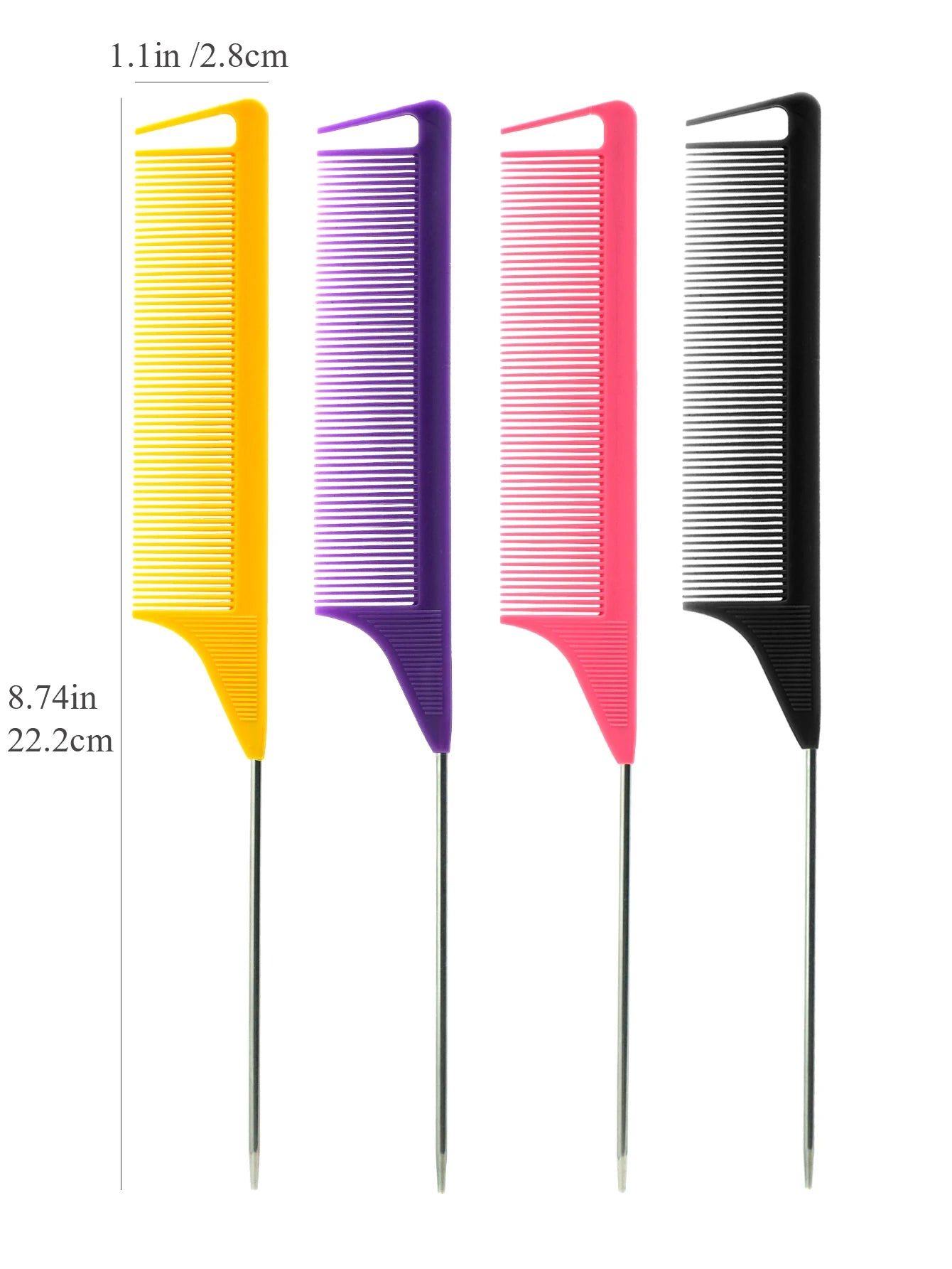Pro Pointed Tail Comb – Anti-Static Hair Styling Brush, Steel Needle Pin Rat Tail Comb for Salon & Barber Accessories