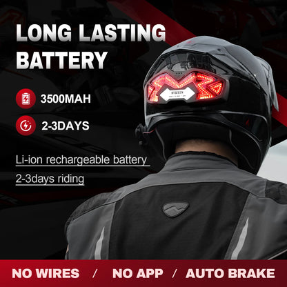 MTSEEEN Helmet Brake Light LED – Super Bright Safety Light with Bike Brake Sensor, Waterproof Design