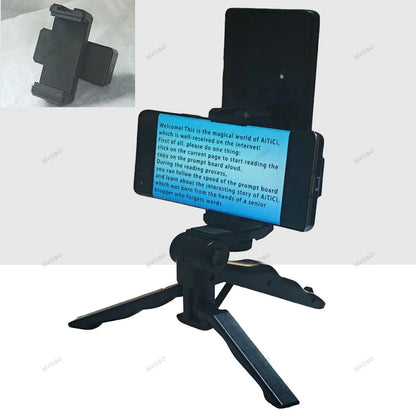 Teleprompter Clip for Phone – Live Broadcast Desktop Handheld Stand, Video Subtitle & Speech Reading Tripod Accessories