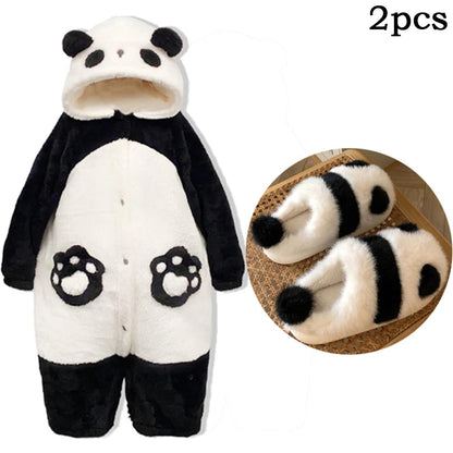 Winter Unisex Panda Robe Costume – Kigurumi Onesie, Unicorn Cosplay Pajamas, Animal Sleepwear Jumpsuit for Adults