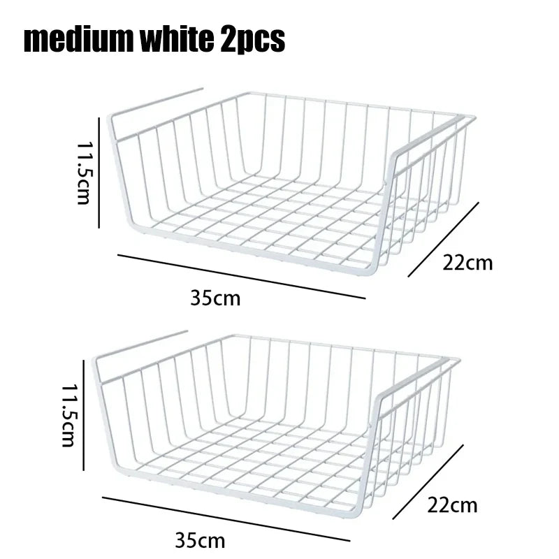 Multipurpose Hanging Closet Storage Basket — Metal Organizer for Kitchen Cabinets, Desks, and Home Use