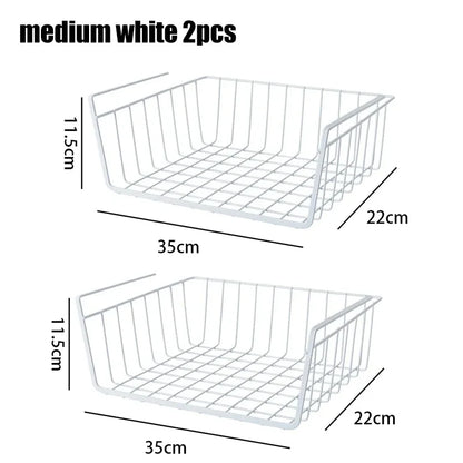 Multipurpose Hanging Closet Storage Basket — Metal Organizer for Kitchen Cabinets, Desks, and Home Use