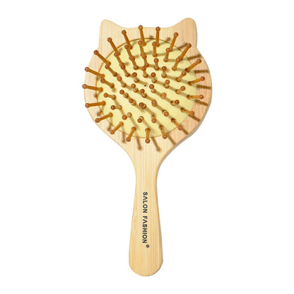 Bamboo Hair Brush with Wide Teeth & Air Bag - Smooth Scalp Massage Comb for Women Hairdressing Styling Tools
