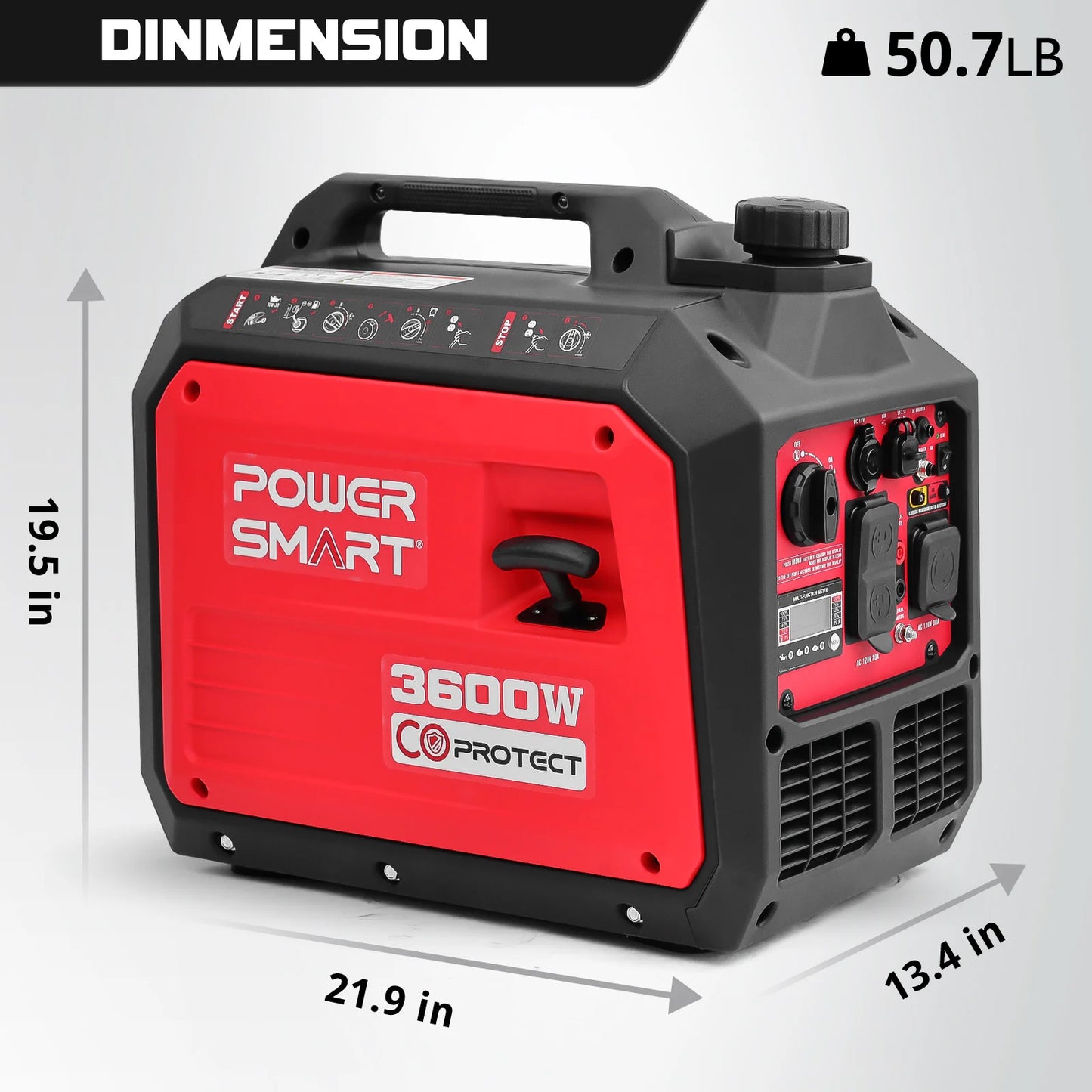 PowerSmart 3600W Portable Inverter Generator – Gas-Powered, Super Quiet, RV-Ready Camping & Outdoor Power Equipment