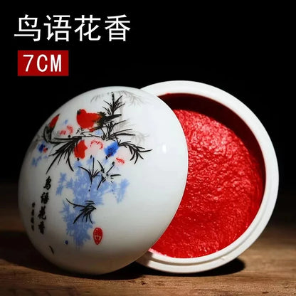 Authentic Chinese Calligraphy Inkpad – Red Cinnabar Seal Printing Mud in Ancient Style Ink Box