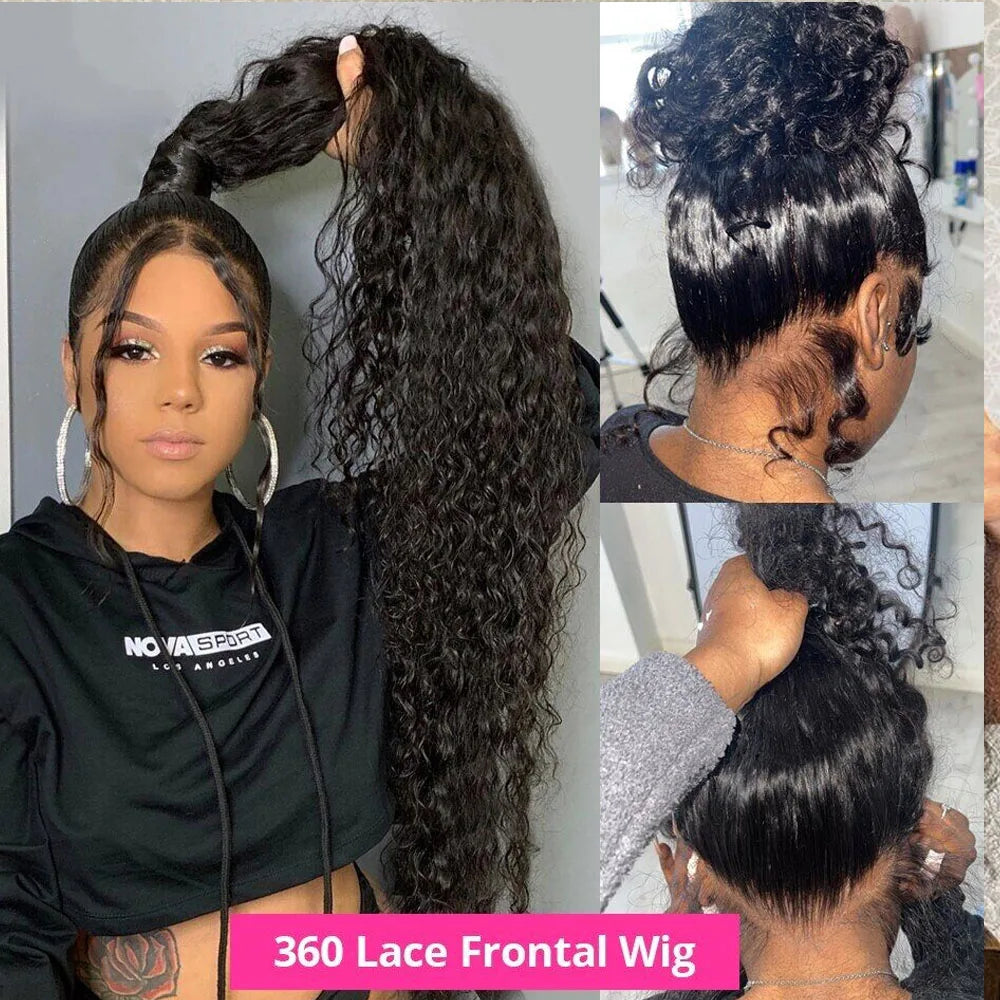 250 Density 360 Full HD Lace Front Human Hair Wig – 30 Inch Pre-Plucked Glueless Deep Curly Wave 13x6 Frontal Wig