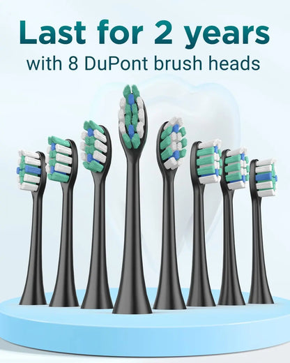 Rtauys S5 Upgraded Sonic Electric Toothbrush – Rechargeable Toothbrush for Adults & Kids 12+, 8 Brush Heads, IPX7 Waterproof Travel Case