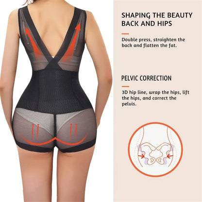 Flarixa Sexy Mesh Shapewear: Women's Bodysuit with Push-Up Bra - Waist Trainer Tummy Tuck BodyShaper, Transparent Lingerie