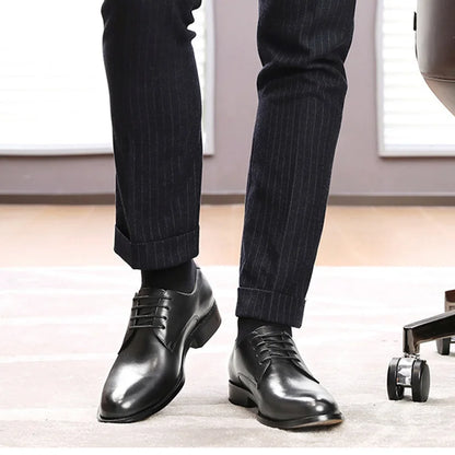 Men’s Genuine Leather Derby Shoes - Classic Business Dress and Casual Footwear for Office and Special Occasions