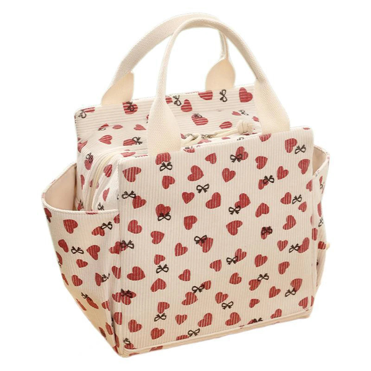 12L Insulated Lunch Box Bag — Thickened Aluminum Foil, Waterproof & Oil-Proof Printed Corduroy Meal Bag