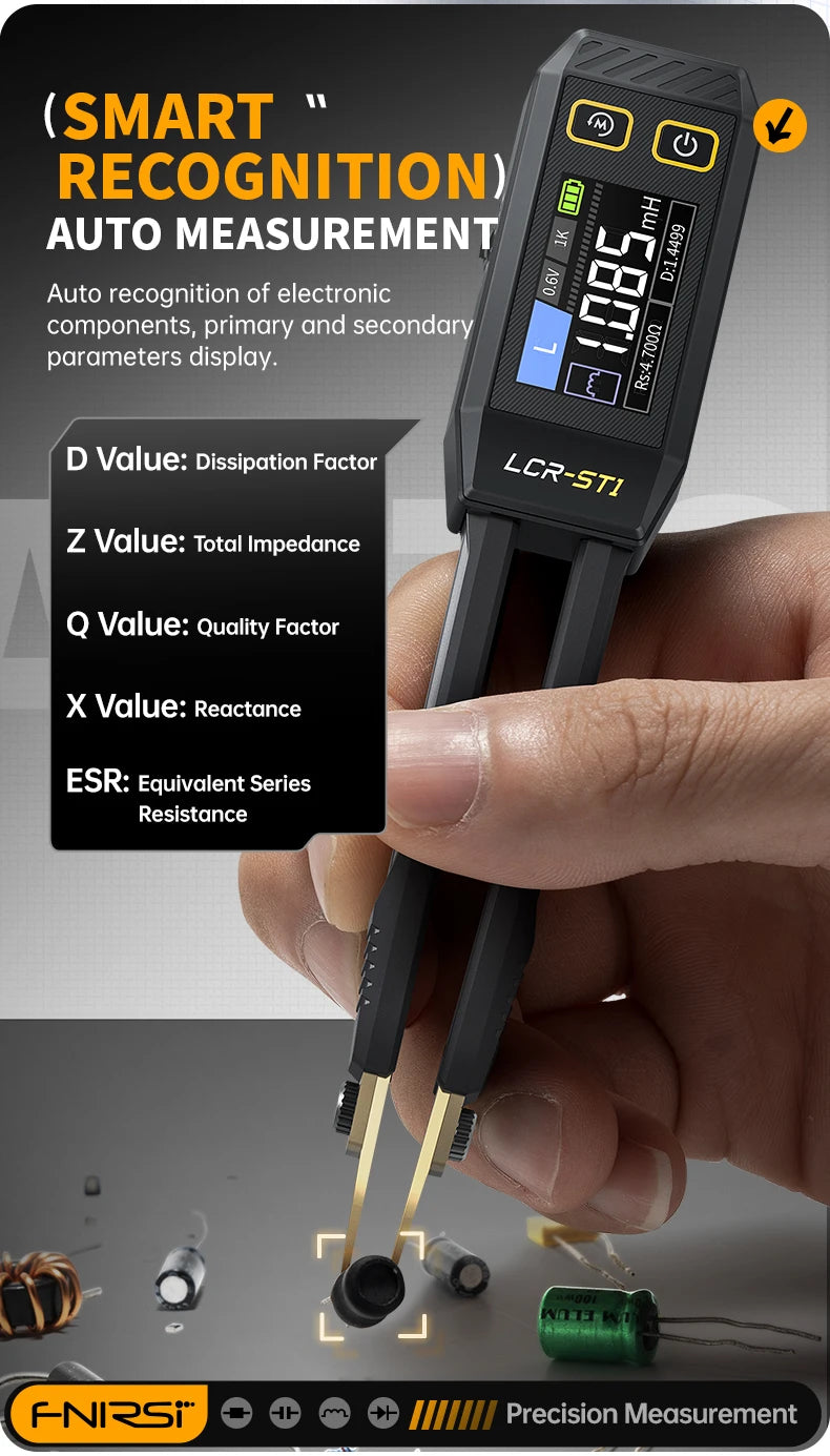 FNIRSI LCR-ST1 Mini Smart Tweezer – LCR, ESR, Resistance & Capacitance Tester for SMD Components