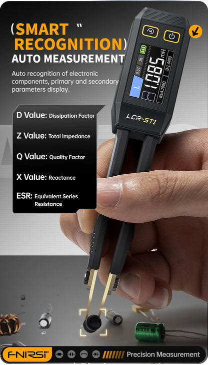FNIRSI LCR-ST1 Mini Smart Tweezer – LCR, ESR, Resistance & Capacitance Tester for SMD Components