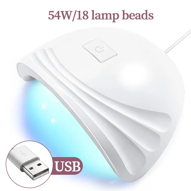 CNHIDS 54W 18 LED UV Nail Dryer – Manicure Lamp with USB, Smart Timer & Sun Light for Gel Nail Polish Curing