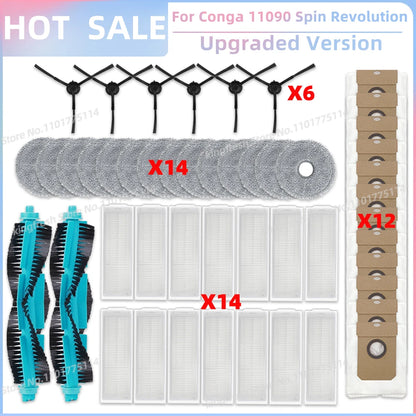 Replacement Parts Kit for Cecotec Conga 11090 / 13090 Spin Revolution Vacuum – Roller, Brushes, HEPA Filter & Mop