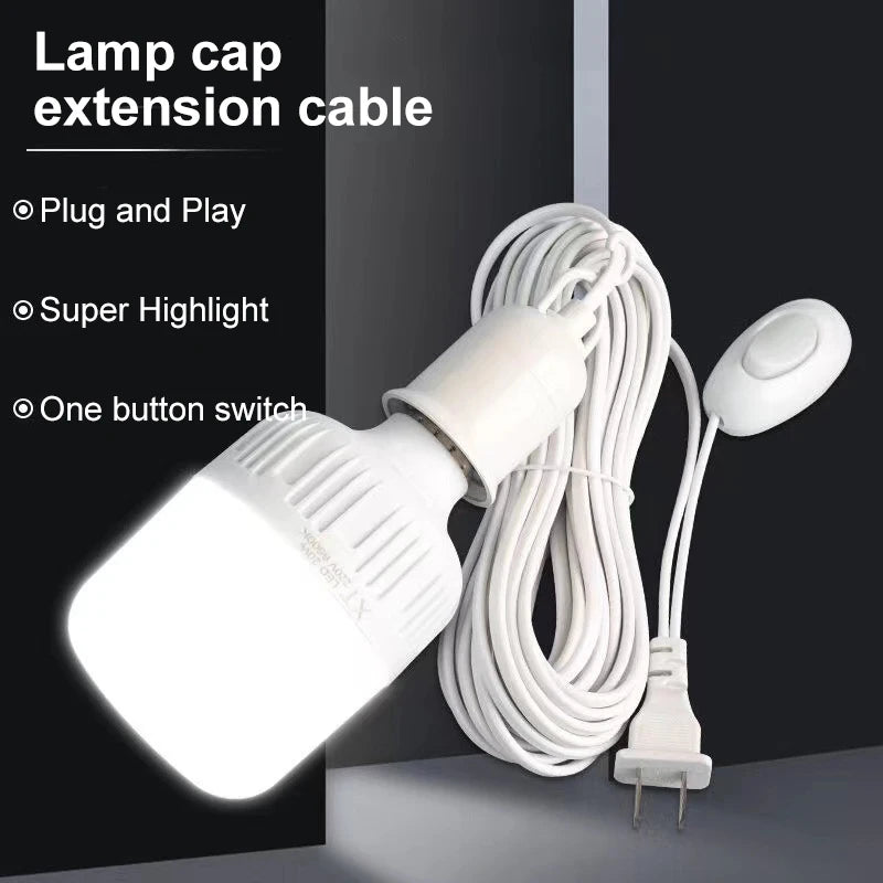 Universal Lamp Base with Switch – LED Bulb Socket Adapter E27, Screw Lamp Holder Accessories, Two Plugs Suspension Tool