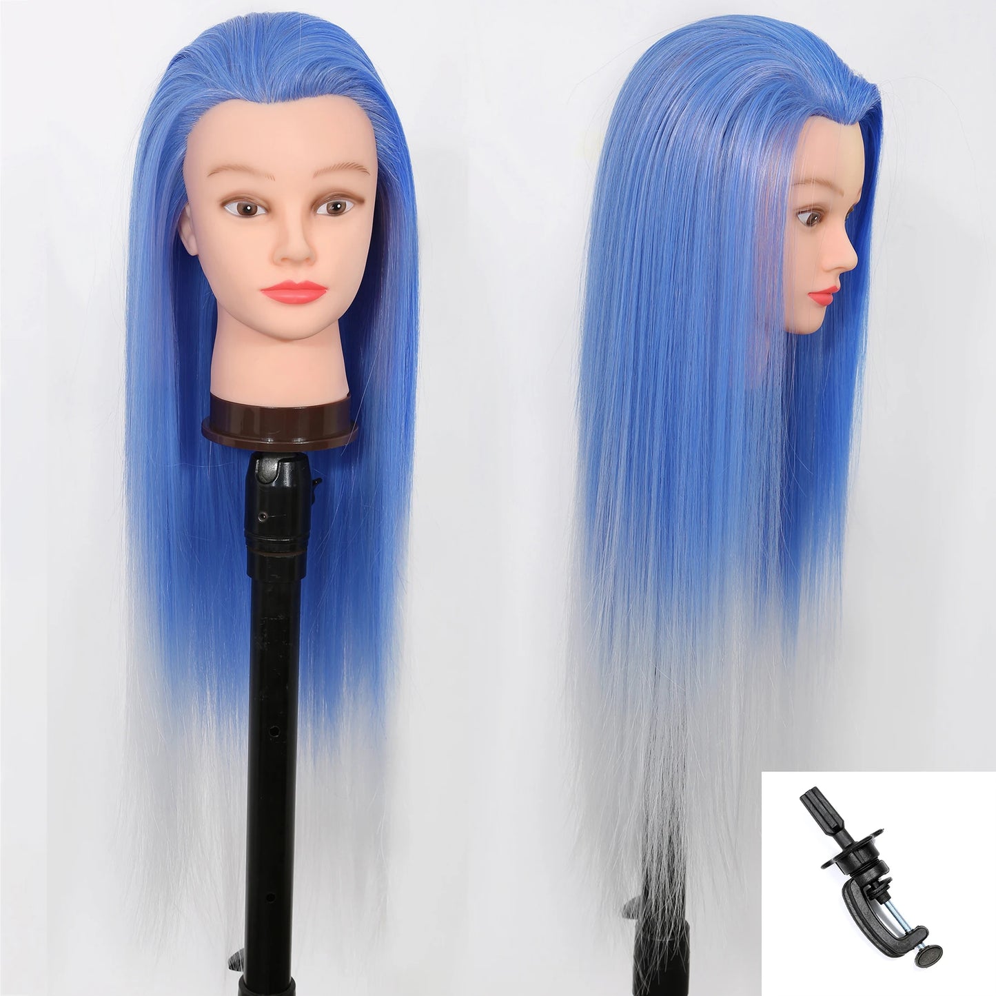 Mannequin Head with Long Synthetic Hair – Hairdresser Training Doll for Braiding & Styling Practice