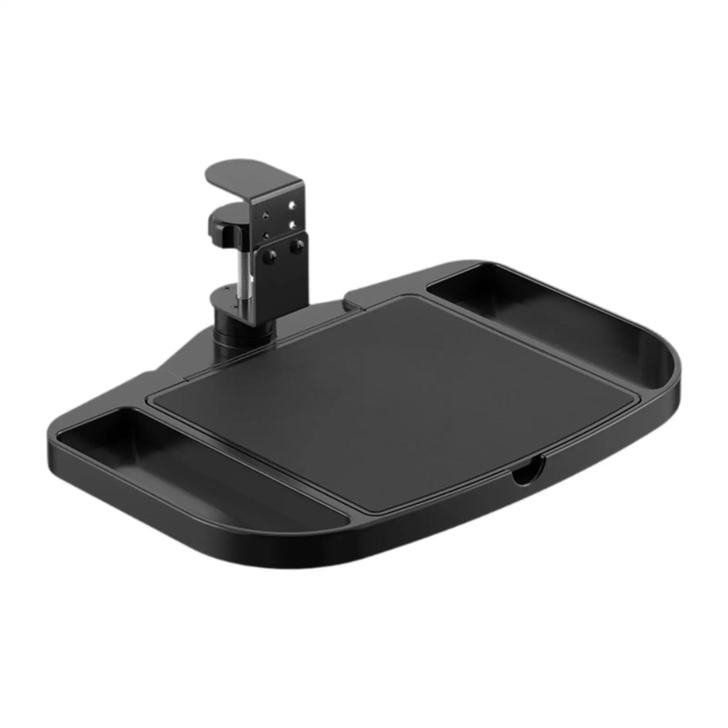 Clamp-On Desk Organizer – 360° Rotating Under-Desk Mouse Tray, Easy Install Storage Shelf for Home, Office & Dorm Use