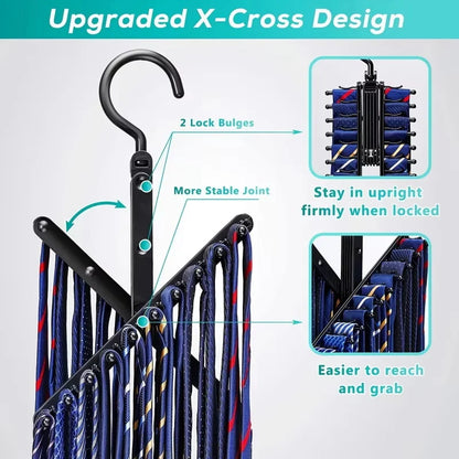 Rotating Tie & Belt Rack — Space-Saving Adjustable Holder with Non-Slip Clips for Home Storage