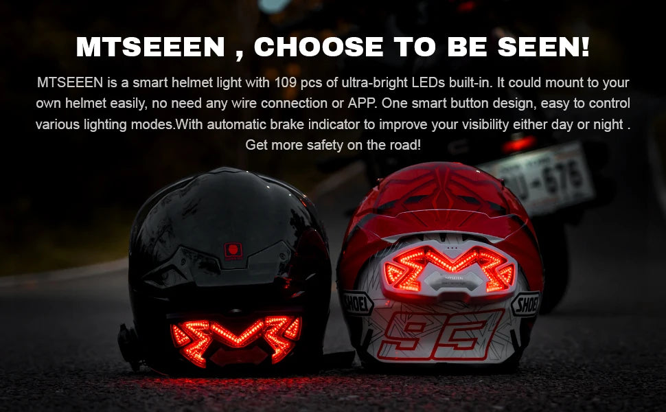 MTSEEEN Helmet Brake Light LED – Super Bright Safety Light with Bike Brake Sensor, Waterproof Design