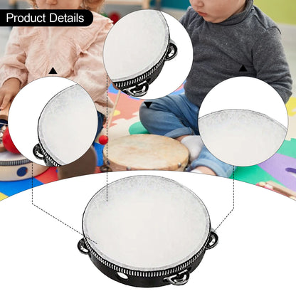 Handheld Tambourine Drum with Metal Jingles – Percussion Musical Instrument for Children’s Music & Dance
