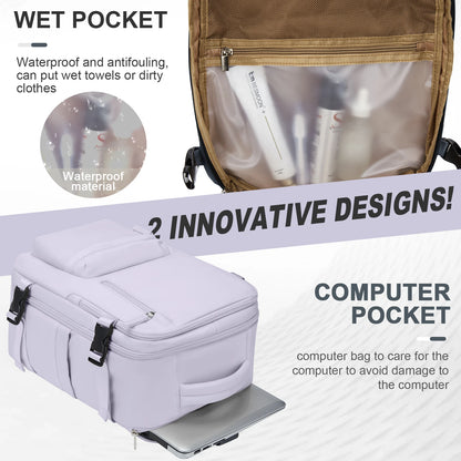 Women's Cabin Travel Backpack - Large Capacity, Water-Resistant Laptop Bag 45x36x20 cm, Fits EasyJet and Ryanair Carry-On Dimensions