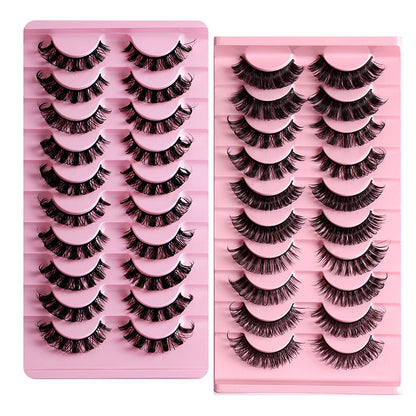 2/10 Pairs 3D Mink Russian Strip False Eyelashes – Dramatic Fake Lash Extensions for Makeup