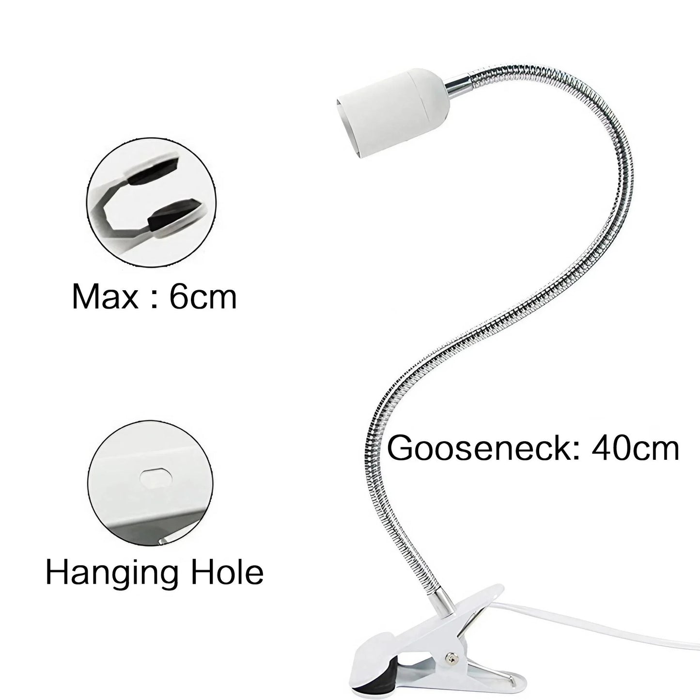Flexible Desk Lamp Holder: EU US Plug 360 Degree E27 Light Base Socket Gooseneck Clip-on Cable with Power On Switch - Perfect for Home Use