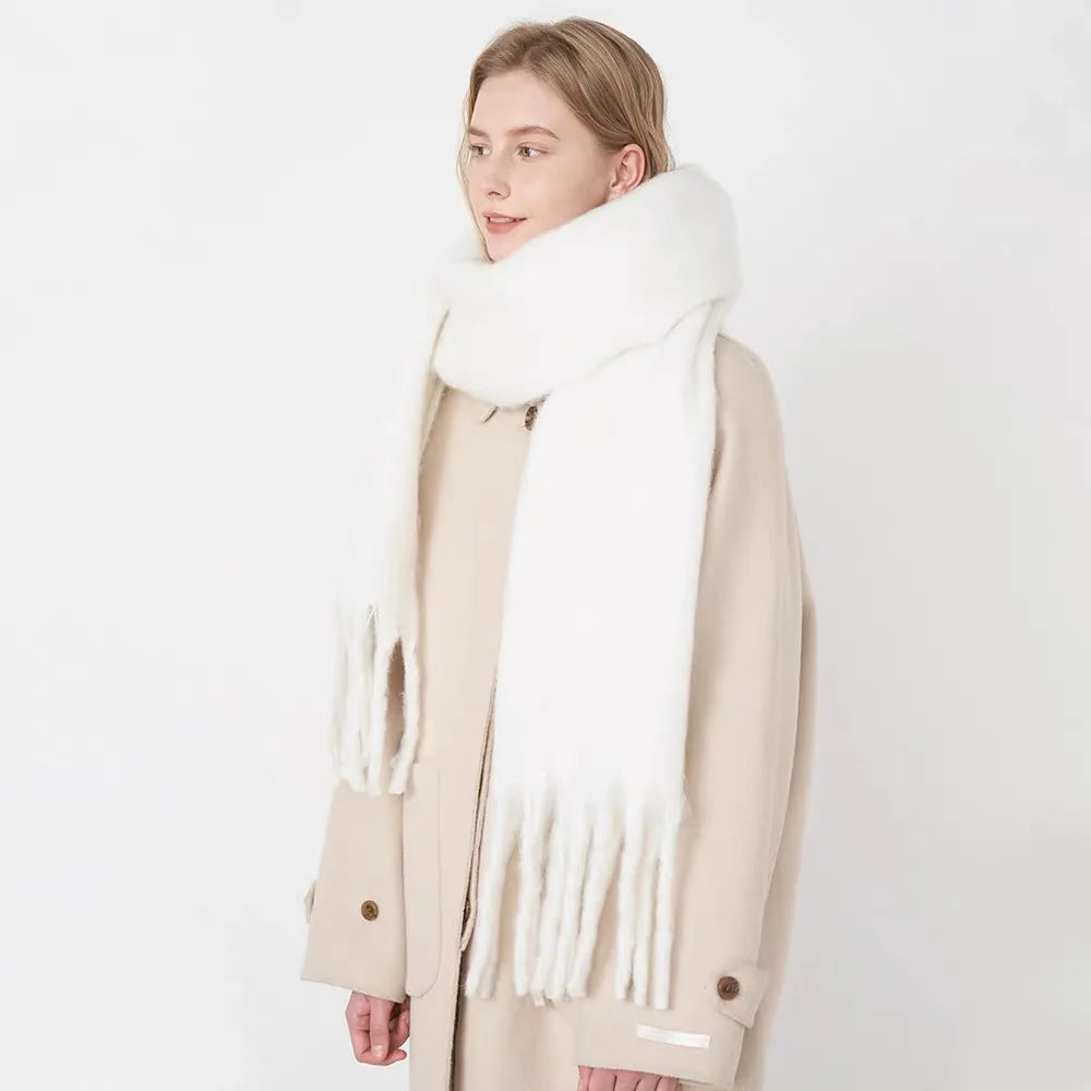 Luxury Cashmere Women's Scarf: Bright Solid Colors Winter Shawl with Tassel - Fashionable Wrap & Bandana Pashmina