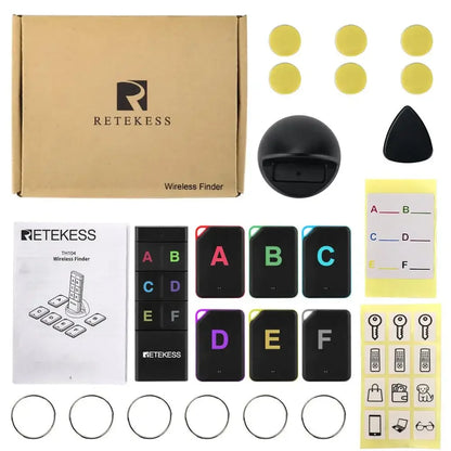 Retekess TH104 Wireless Key Finder Set – RF Key Locator with 1 Transmitter & 6 Receivers for Wallet, Pet & Item Tracking