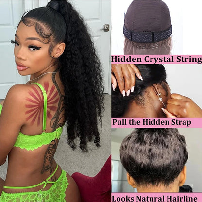 Invisi Strap HD 360 Full Lace Wig – 250 Density Precut Lace Frontal Wig, Drawstring Snug Fit, Pre-Plucked Glueless Human Hair Wig