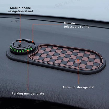 SEAMETAL 2-in-1 Car Dashboard Mat - Anti-Slip Phone Holder with 360° Rotating Mount and Adhesive Grip for Smartphones