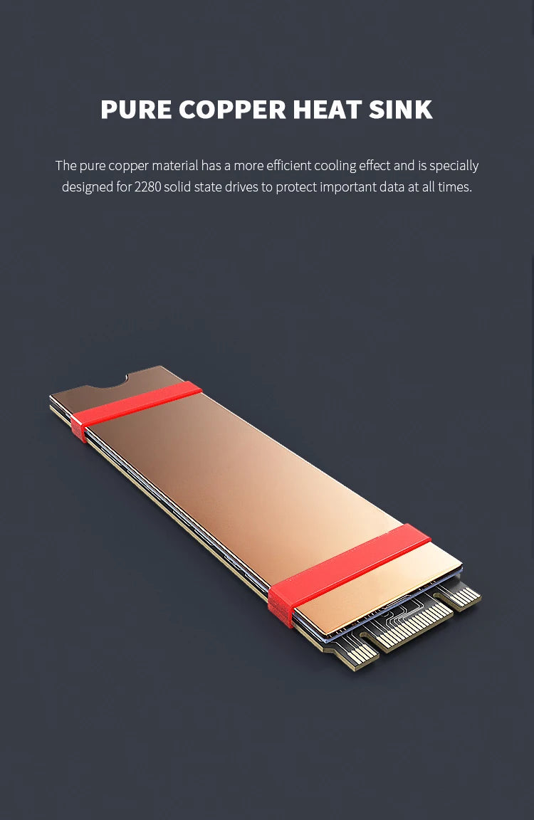 LDPCSJ M.2 NVME SSD Heatsink with Nano Thermal Pads - Copper Cooling for M2 2280 Laptop SSD