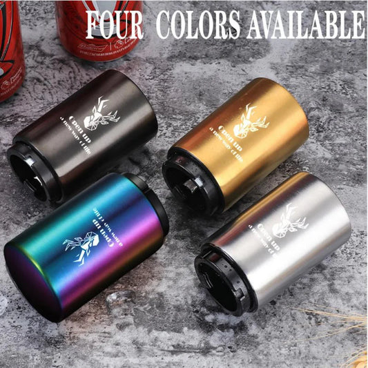 Stainless Steel Beer Bottle Opener — Multi-Color Automatic Push-Down Portable Cap Opener