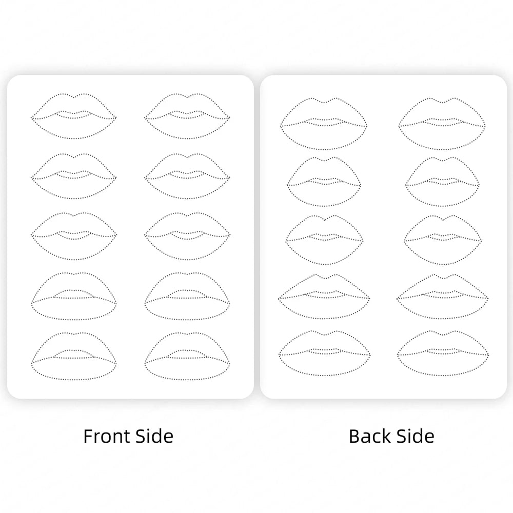 1mm Thick Double-Sided Lip Practice Skin — Microblading & PMU Stencil for Permanent Makeup Tattoo Artists