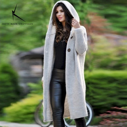 New Autumn/Winter Cashmere Cardigan – Women's Loose Long Sleeve Sweater, Solid Color Knitted & Thickened Top