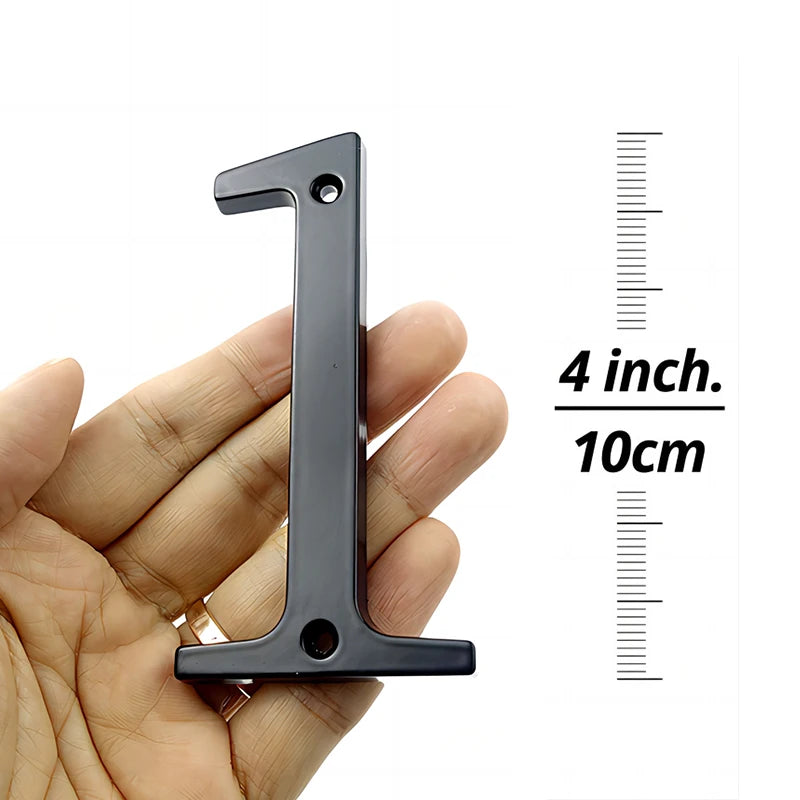 Black 101mm House Numbers - Modern Zinc Alloy Door & Mailbox Address Signs with Screws
