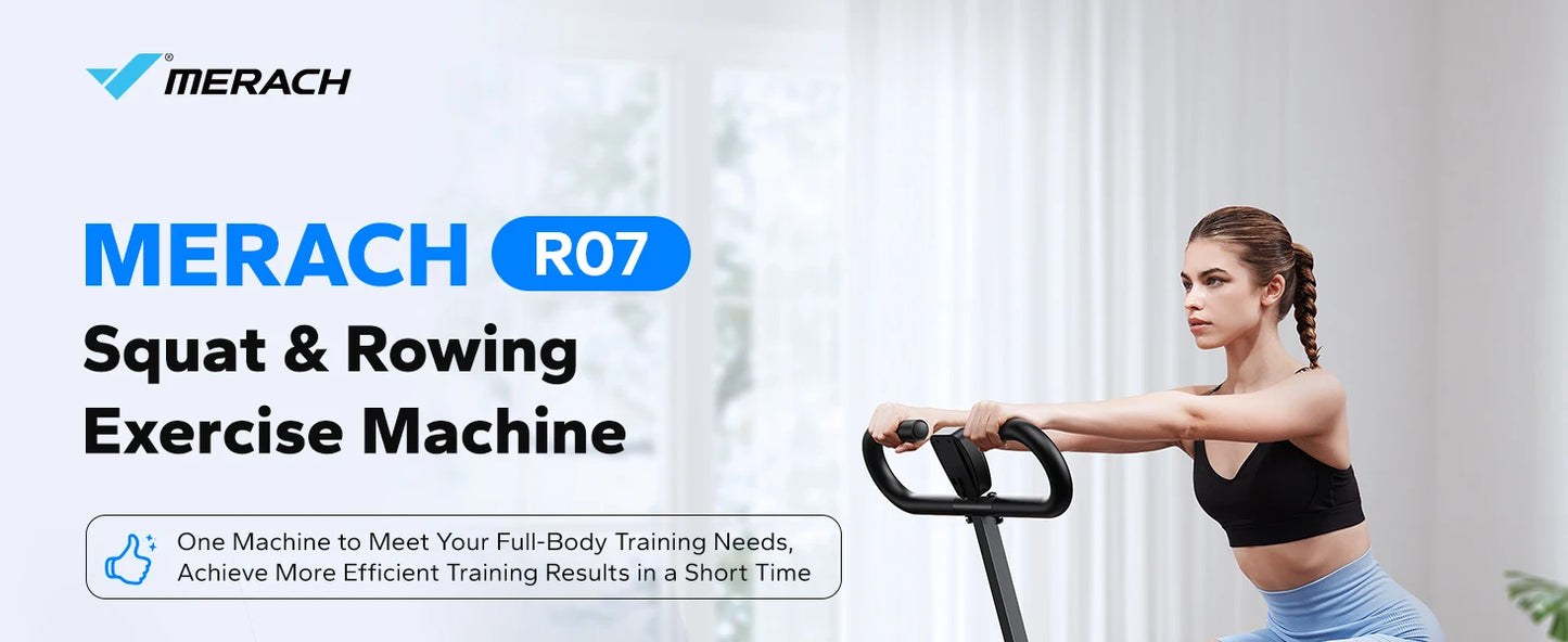 MERACH 2 in 1 Squat Rowing Machine – Foldable Glute Trainer & Leg Exercise Equipment, Easy Setup for Home Fitness