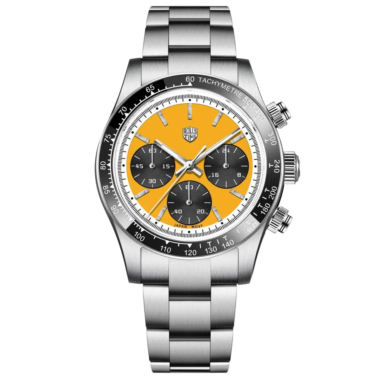 RollsTimi Men's Watch 2024 – Luxury Japan VK63 Quartz Chronograph, Sapphire Glass, Stainless Steel Wristwatch