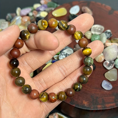 Protection Bracelet for Men, Tiger Eye Stone & Matte Picasso Jasper Bracelet, Stylish Tiger Eye Stone Bracelet