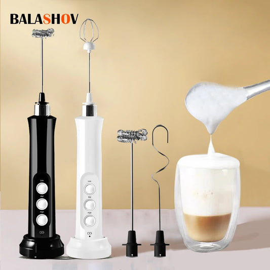 3-in-1 Portable Electric Milk Frother – Handheld Rechargeable Foam Maker, High-Speed Drink Mixer & Coffee Wand