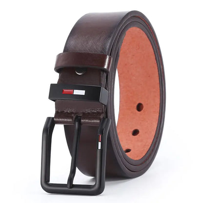 Men’s PU Leather Belt with Alloy Square Pin Buckle — Business & Casual Fashion Waistbelt, Black, Coffee, Brown, 2023 Style