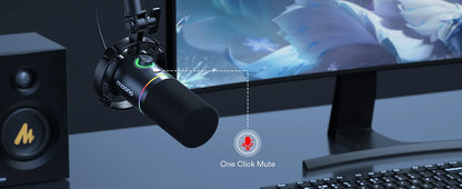 Maono PD200X XLR/USB Dynamic Microphone – Metal Gaming & Streaming Mic with Tap-to-Mute and Gain Control