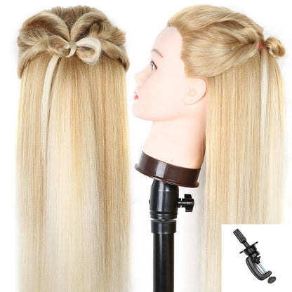 Mannequin Head with Long Synthetic Hair – Hairdresser Training Doll for Braiding & Styling Practice