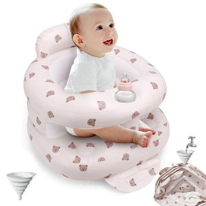 Inflatable Baby Seat with Built-In Air Pump – Portable Wraparound Infant Support Chair for Babies 6–12 Months Learning to Sit