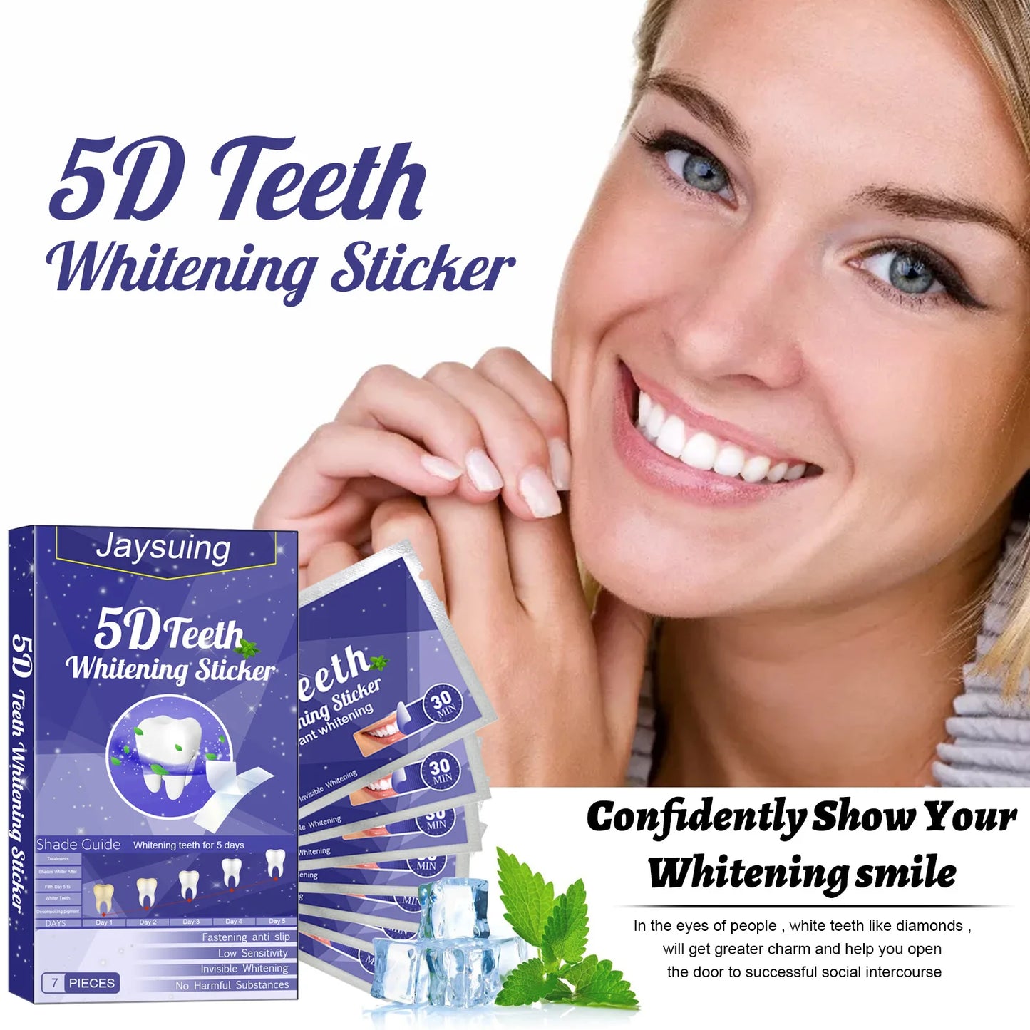 Teeth Whitening Strips – Oral Hygiene Gel Stickers for Cleansing, Dental Whitening & Veneer Care