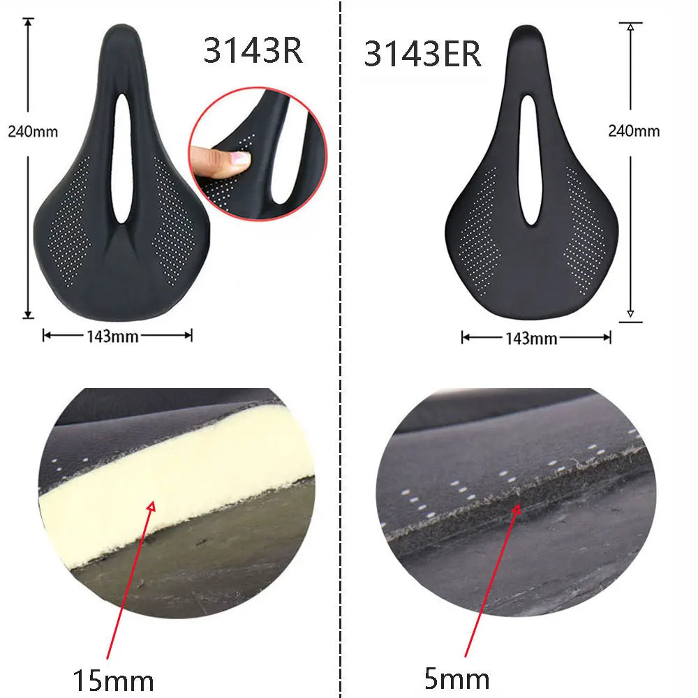 ELITAONE Road & MTB Bike Saddle — 240x143mm Carbon Fiber Round Rail | Super Light 89g 3143ER Seat