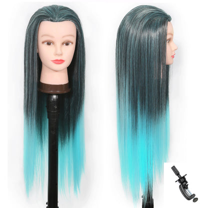 Mannequin Head with Long Synthetic Hair – Hairdresser Training Doll for Braiding & Styling Practice