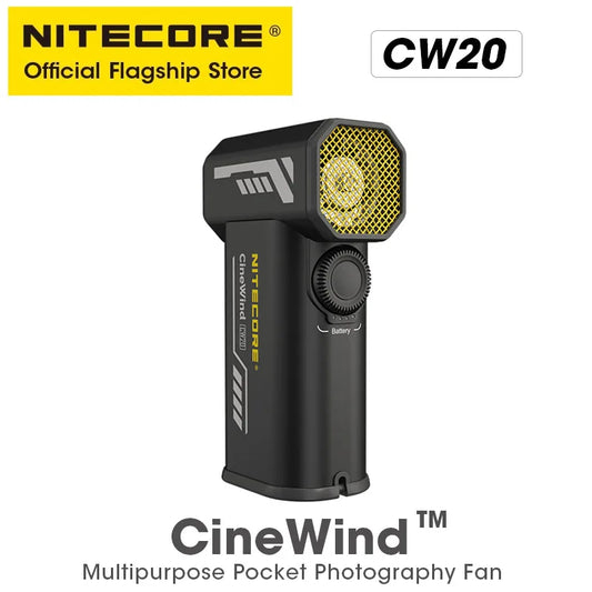 NITECORE CW20 Multipurpose Pocket Fan - Portable Stepless Wind Blower for Photography, Canon, Sony, Short Video & Camping
